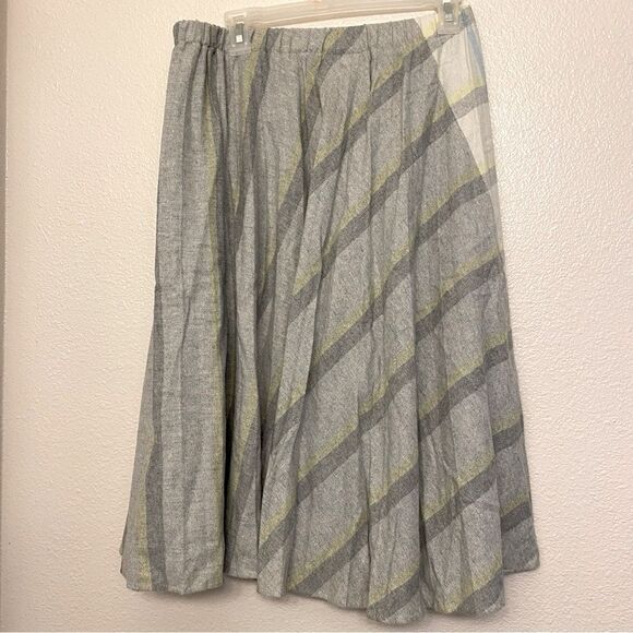 Vintage 80s Kayo of California grey pastel plaid wool blend midi skirt 34 or M - Picture 2 of 8